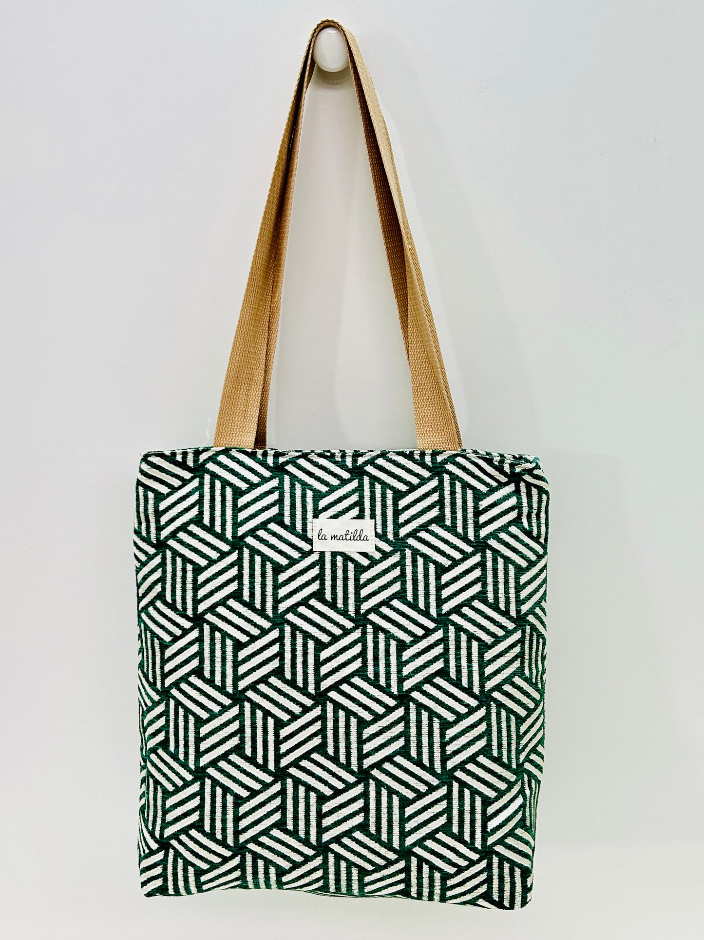 Bolsa Tote Bag Verde Hilo Plata