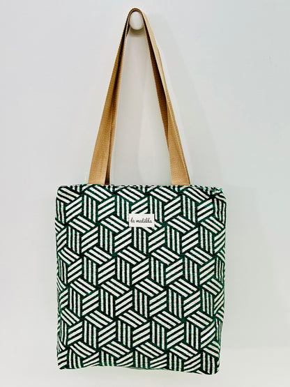 Bolsa Tote Bag Verde Hilo Plata
