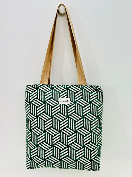 Bolsa Tote Bag Verde Hilo Plata