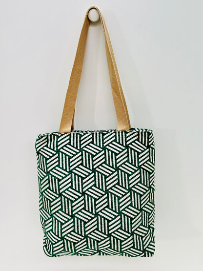 Bolsa Tote Bag Verde Hilo Plata