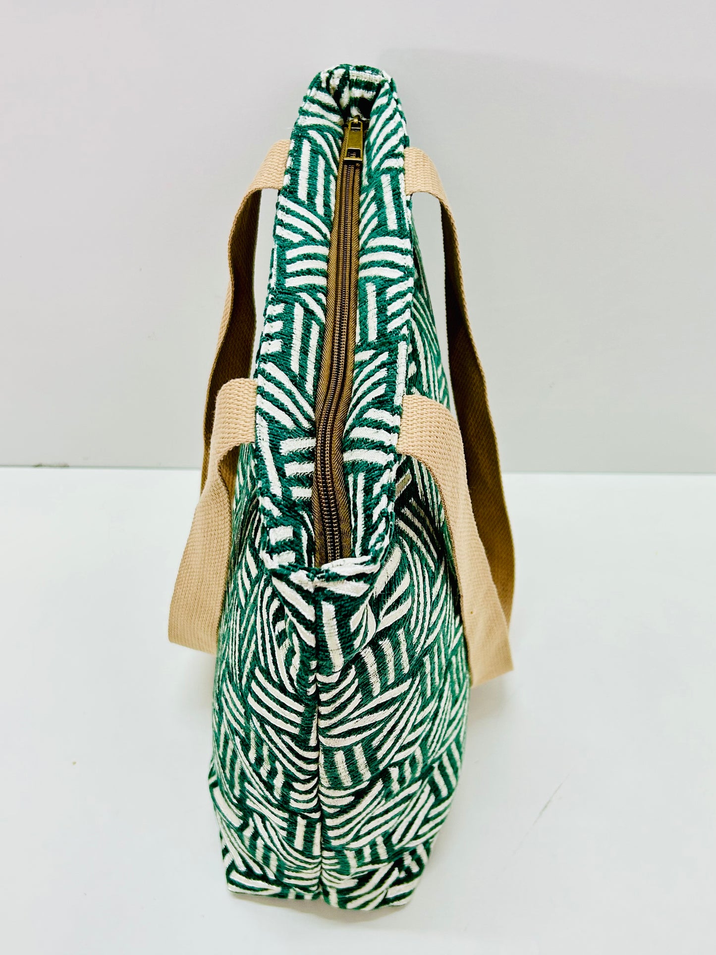 Bolsa Tote Bag Verde Hilo Plata
