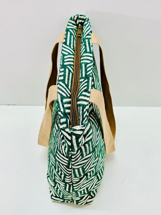 Bolsa Tote Bag Verde Hilo Plata