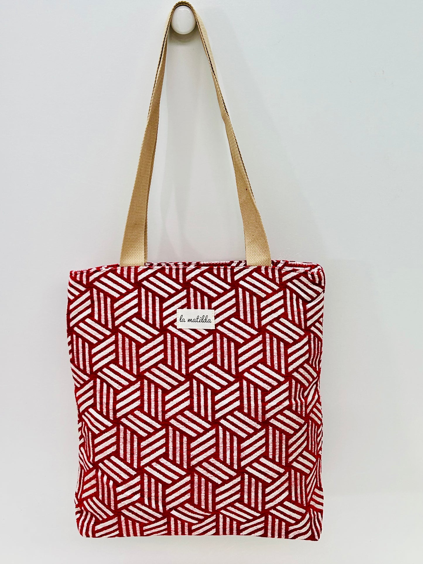 Bolsa Tote Bag Rojo Hilo Plata