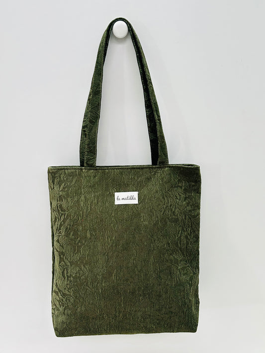 Bolsa Tote Bag Verde Flores