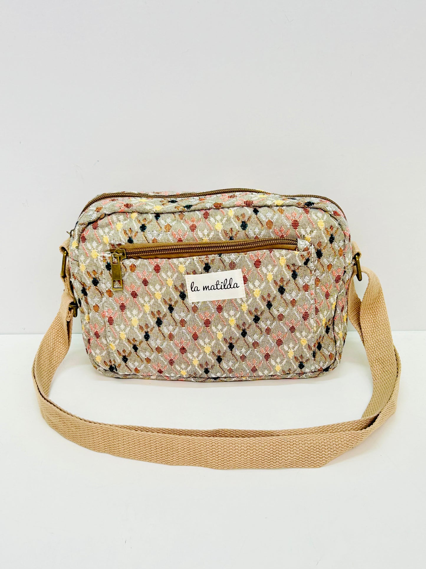 Bolso Bandolera Rombos beige