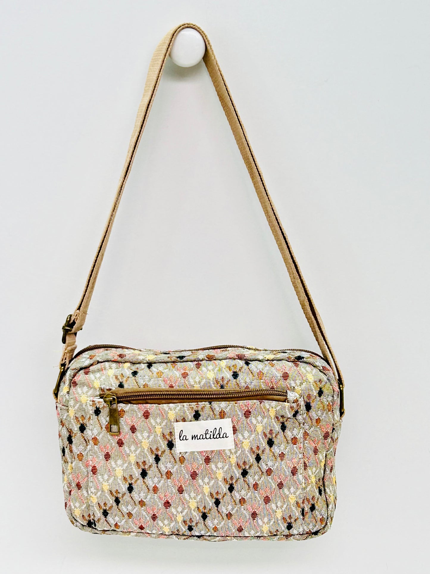 Bolso Bandolera Rombos beige