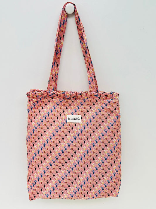 Bolsa Tote Bag Volantes Rombos rosa