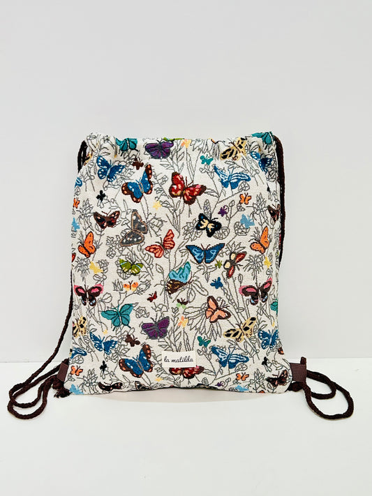 Mochila Cuerdas Mariposas blanco
