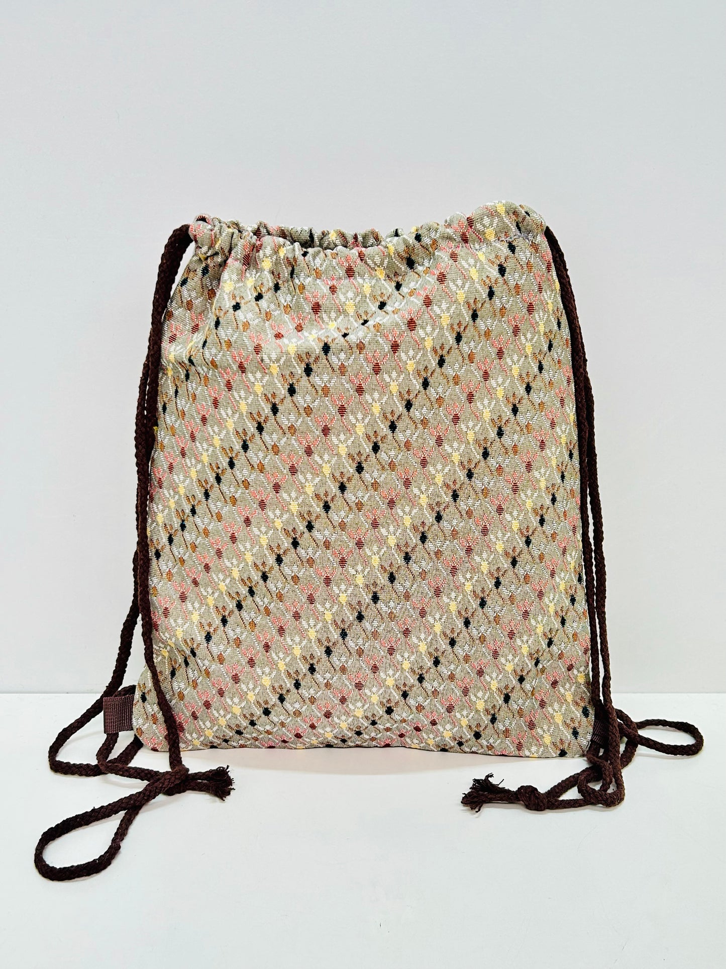Mochila Cuerdas Rombos beige