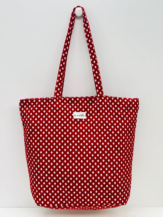 Bolsa Tote Bag Grande Topos rojo
