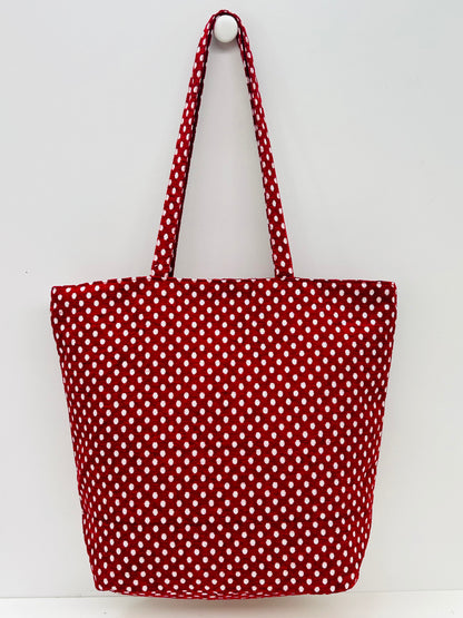 Bolsa Tote Bag Grande Topos rojo