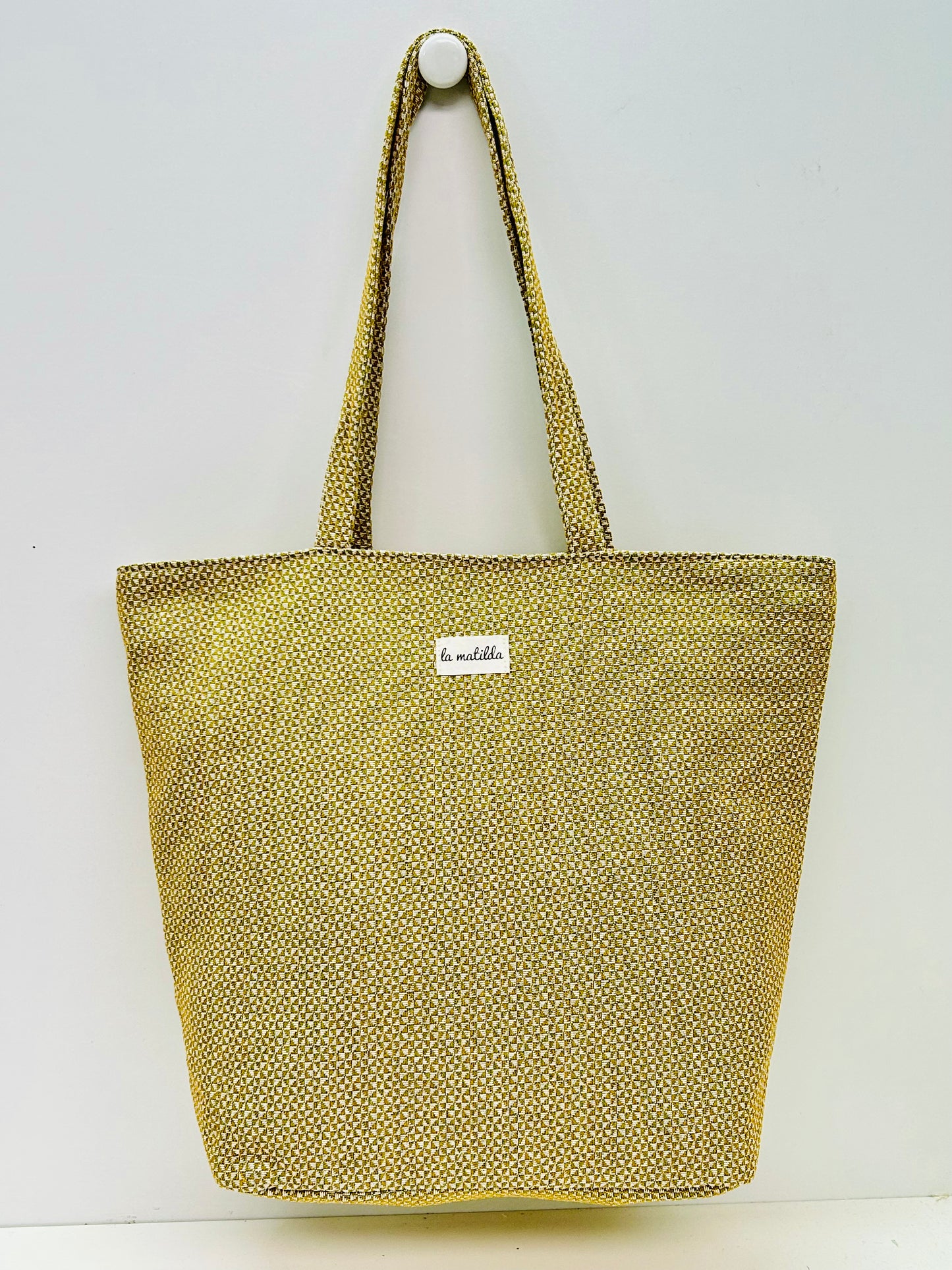 Bolsa Tote Bag Grande Trama Mostaza