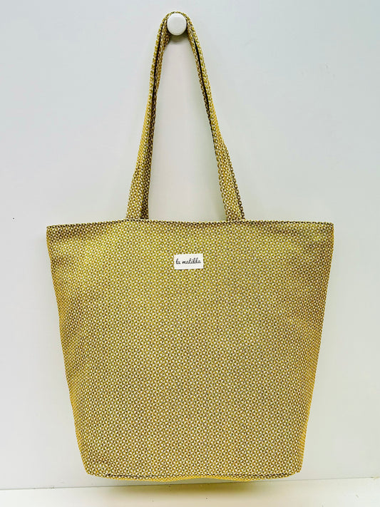 Bolsa Tote Bag Grande Trama Mostaza
