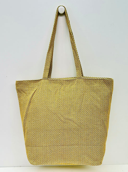 Bolsa Tote Bag Grande Trama Mostaza