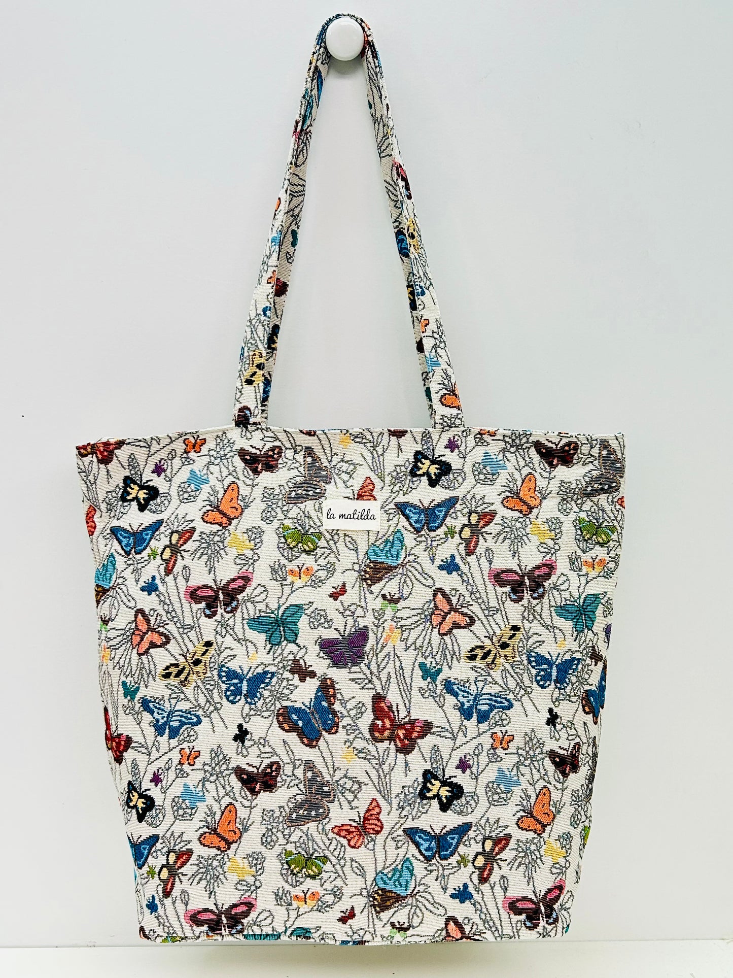 Bolsa Tote Bag Grande Mariposas blanco