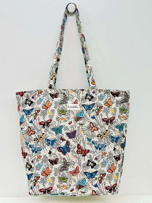 Bolsa Tote Bag Grande Mariposas blanco