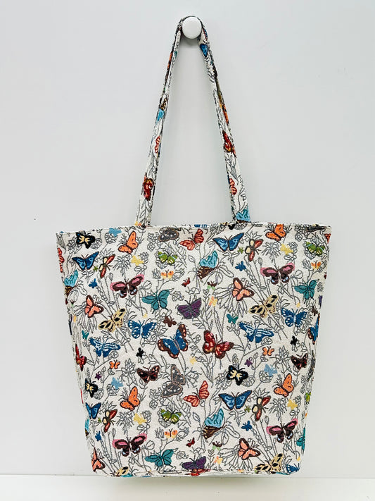 Bolsa Tote Bag Grande Mariposas blanco