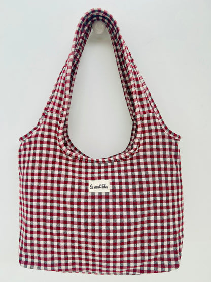 Bolso Irene Gingham Rojo - Negro