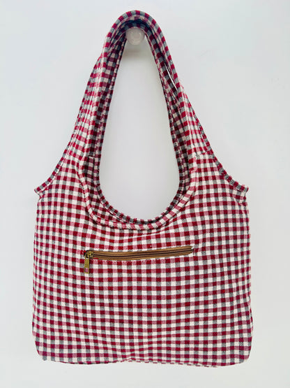 Bolso Irene Gingham Rojo - Negro