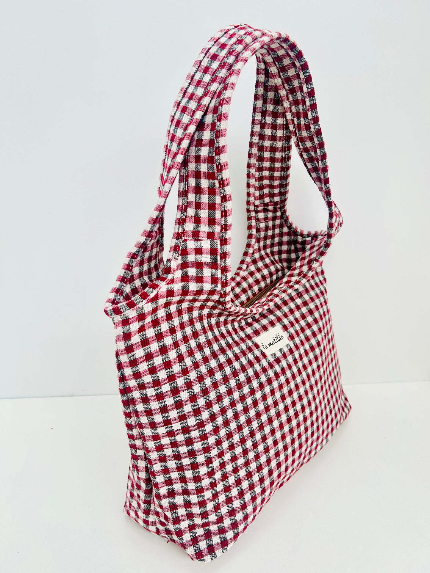 Bolso Irene Gingham Rojo - Negro
