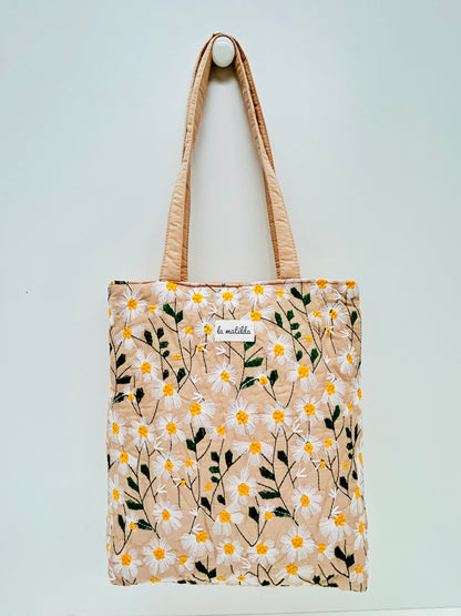 Bolsa Tote Bag Margaritas Bordadas