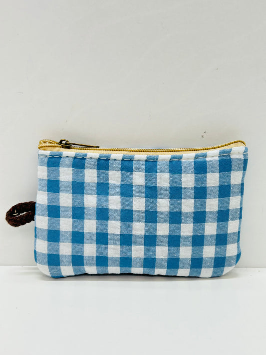 Monedero Gingham Azul Bordado