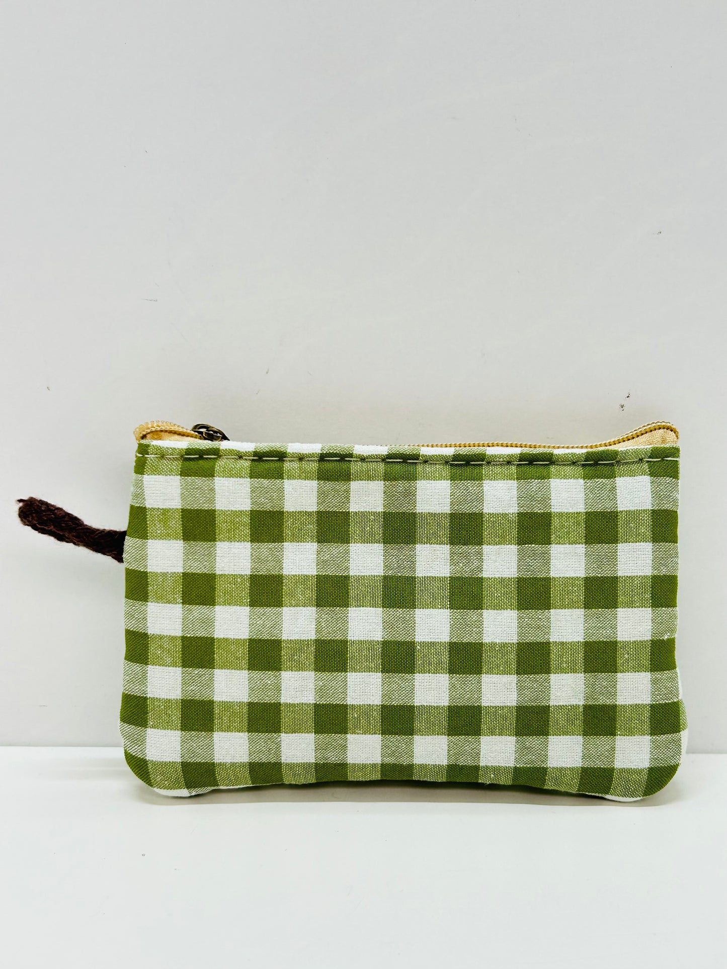 Monedero Gingham Verde Bordado