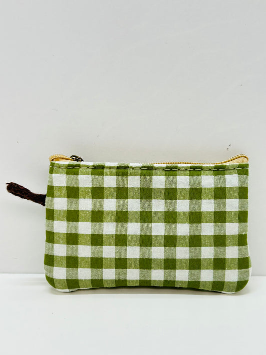 Monedero Gingham Verde Bordado