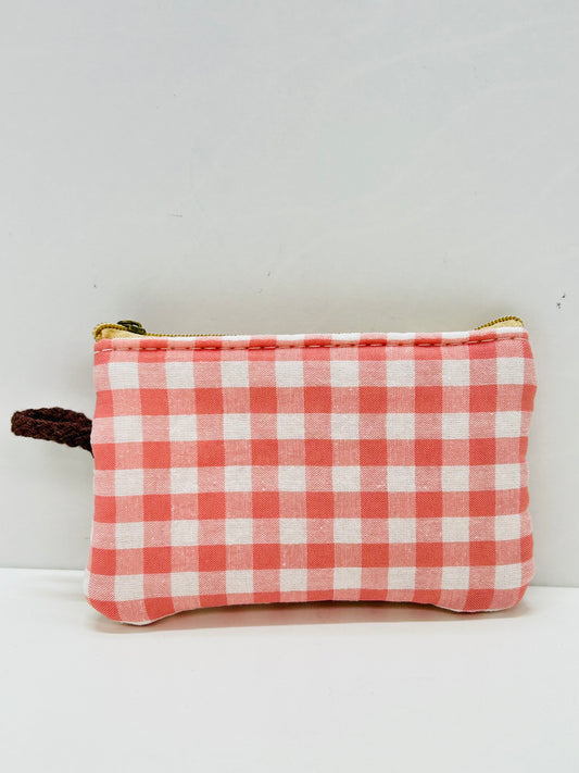Monedero Gingham Rosa Bordado