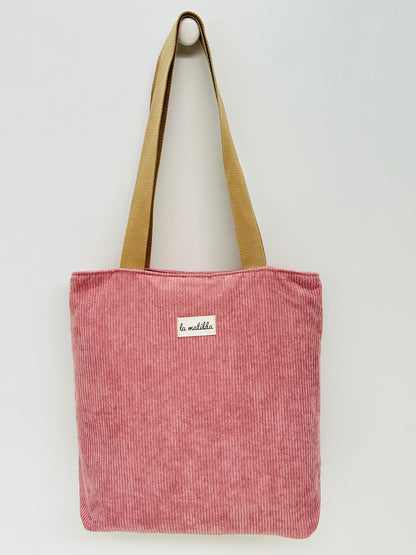 Bolsa Tote Bag en Pana Rosa
