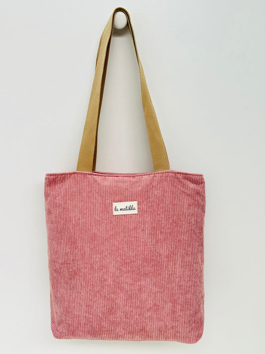 Bolsa Tote Bag en Pana Rosa