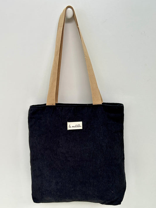 Bolsa Tote Bag en Pana Negro