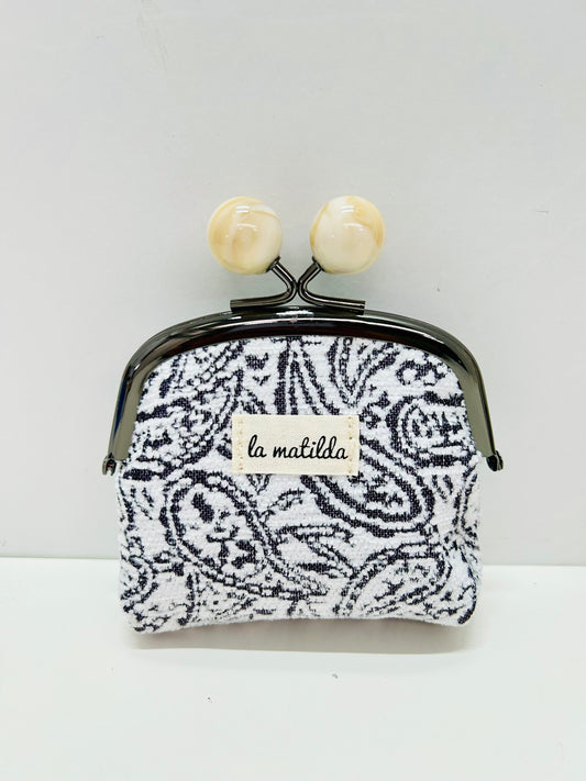 Monedero de Boquilla con Cierre de Bolas Hojas Morado