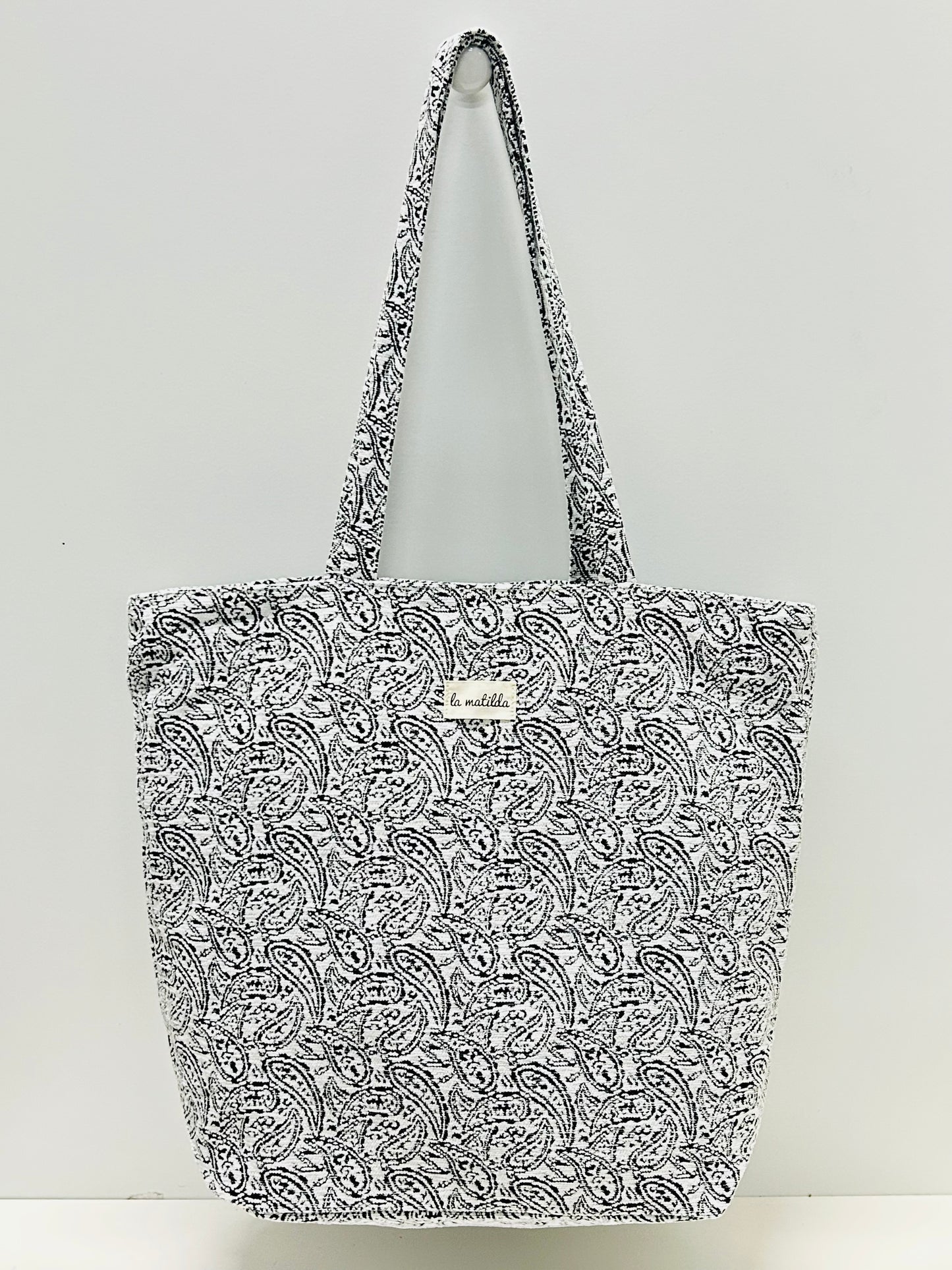 Bolsa Tote Bag Grande Hojas Negro