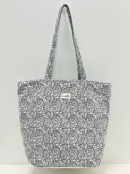 Bolsa Tote Bag Grande Hojas Negro