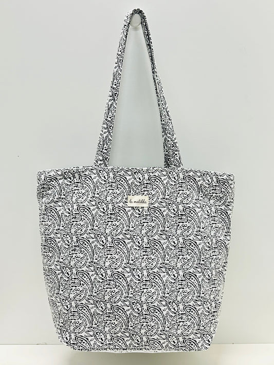 Bolsa Tote Bag Grande Hojas Negro