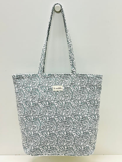 Bolsa Tote Bag Grande Hojas Verde