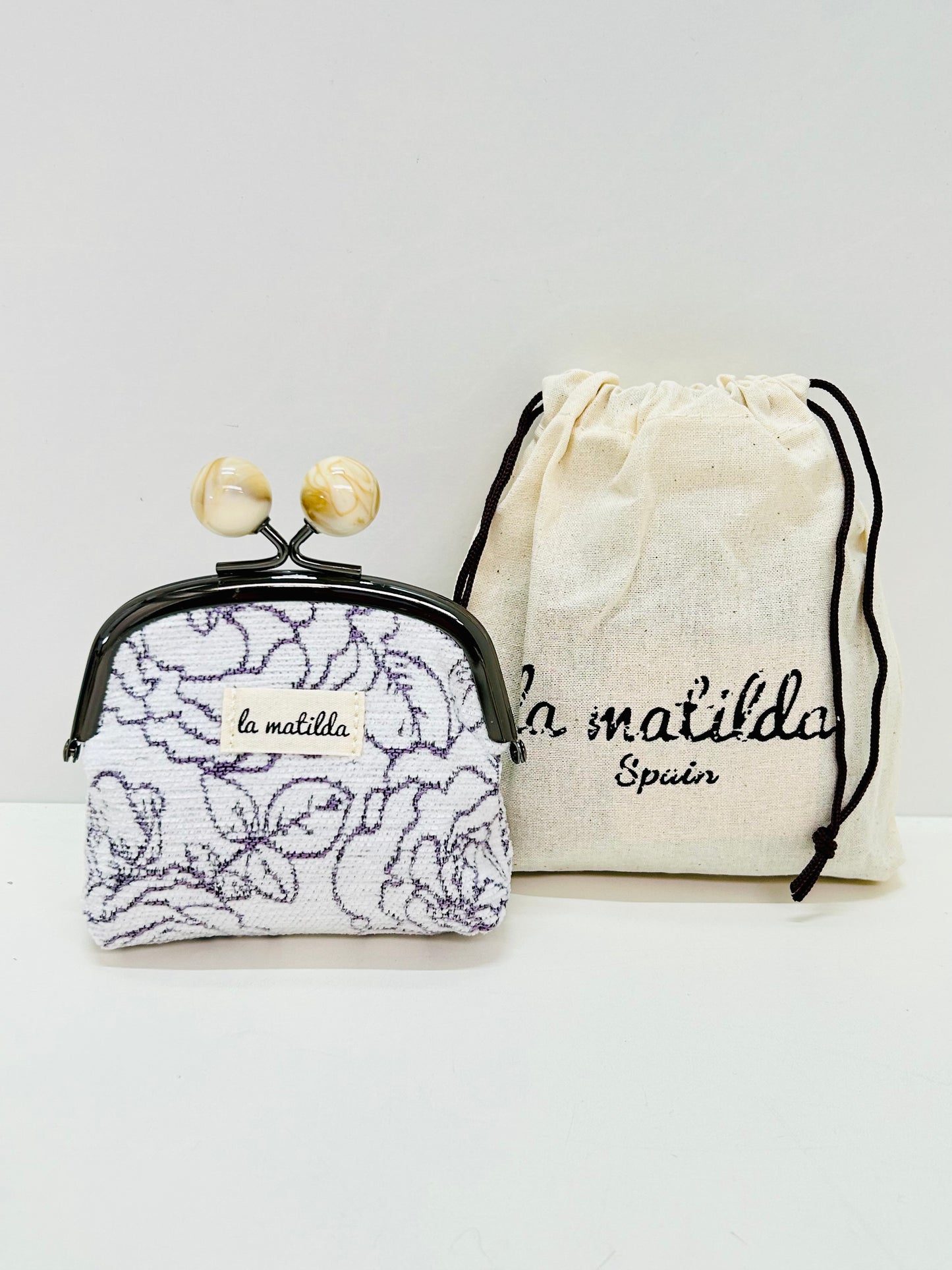 Monedero de Boquilla con Cierre de Bolas Rosa Violeta