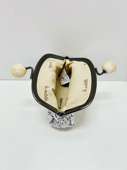 Monedero de Boquilla con Cierre de Bolas Hojas Morado