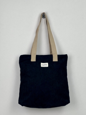 Bolsa Tote Bag en pana La Matilda color negro